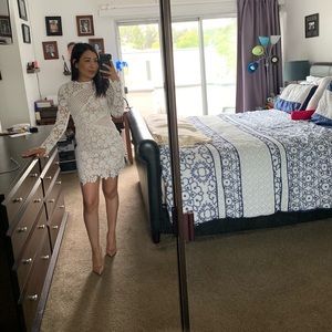 reinhart floral asymmetrical mesh dress white